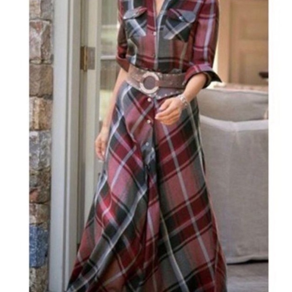 Soft surroundings plaid maxi dress